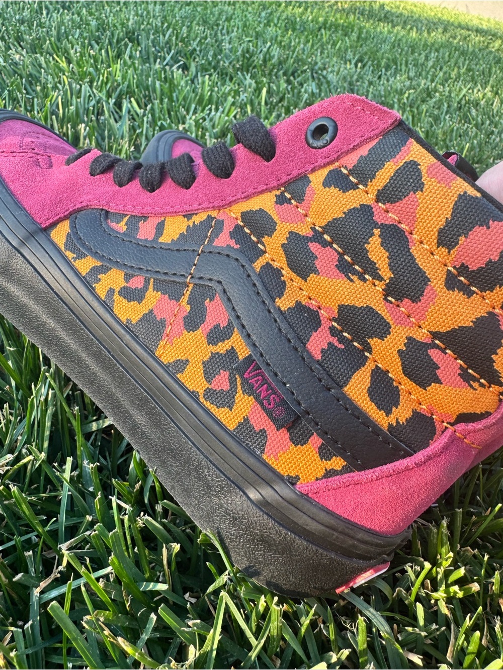 Vans Sk8-Hi Pro Punk Leopard Burgundy Pink High Top Sneakers Women’s 8 - Picture 4 of 11